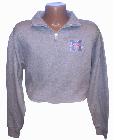 Embroidered M Braves Cadet Collar Quarter-Zip Sweatshirt