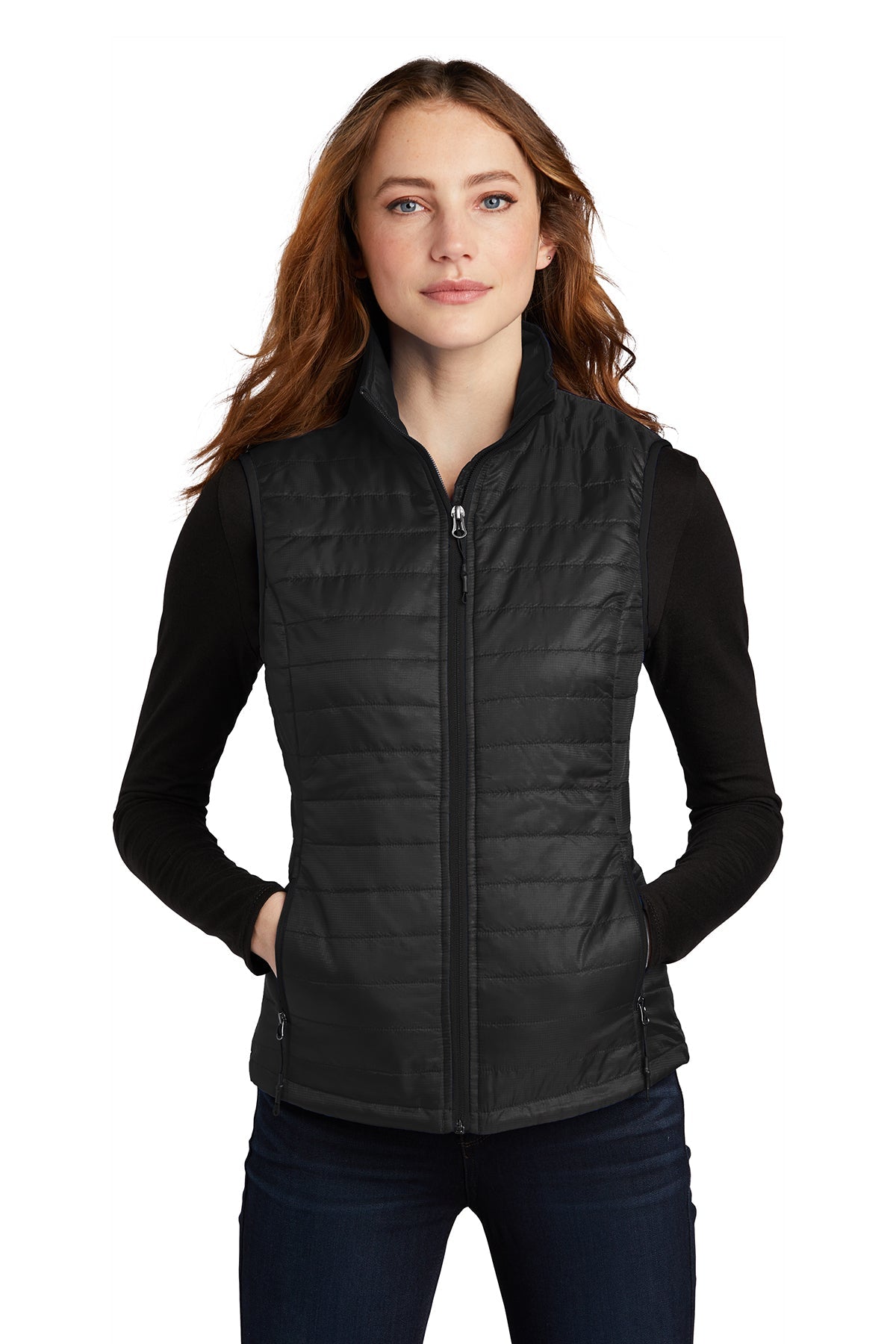 Ladies Packable Puffy Vest Black