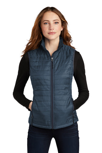 Ladies Packable Puffy Vest River Blue Navy