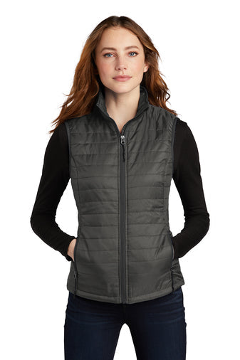 Ladies Packable Puffy Vest Sterling Grey/Graphite