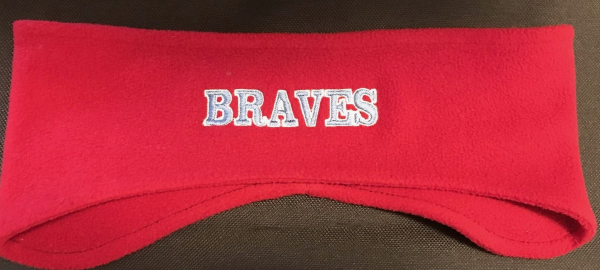 Embroidered Fleece Headband - Red