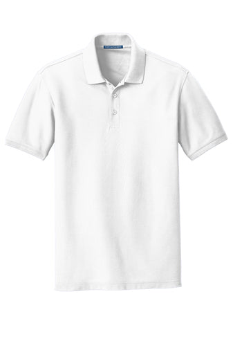 Embroidered Port Authority Core Classic Pique Polo - White