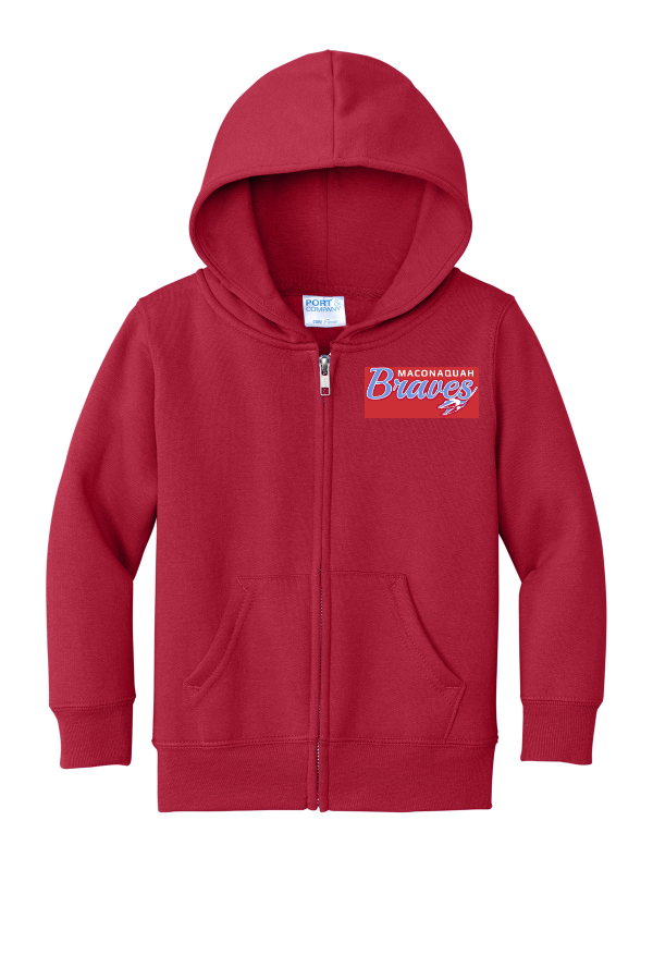 Port & Company Toddler Core Fleece Full-Zip Hooded Sweatshirt (CAR78TZH) - Red