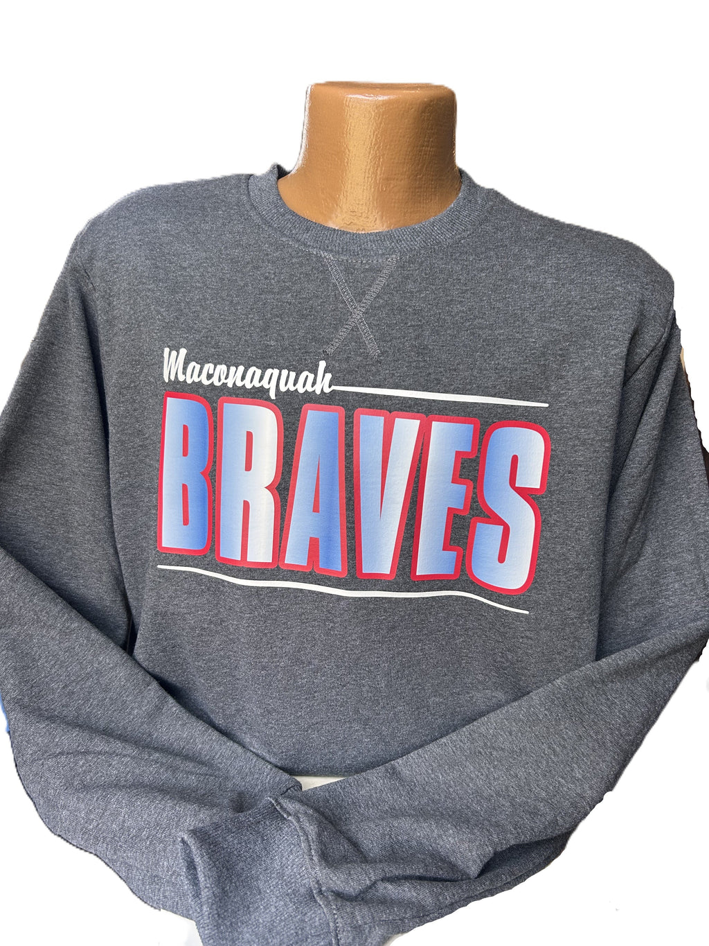 Augusta 60/40 Fleece Crewneck Sweatshirt w/ Fade Braves Design