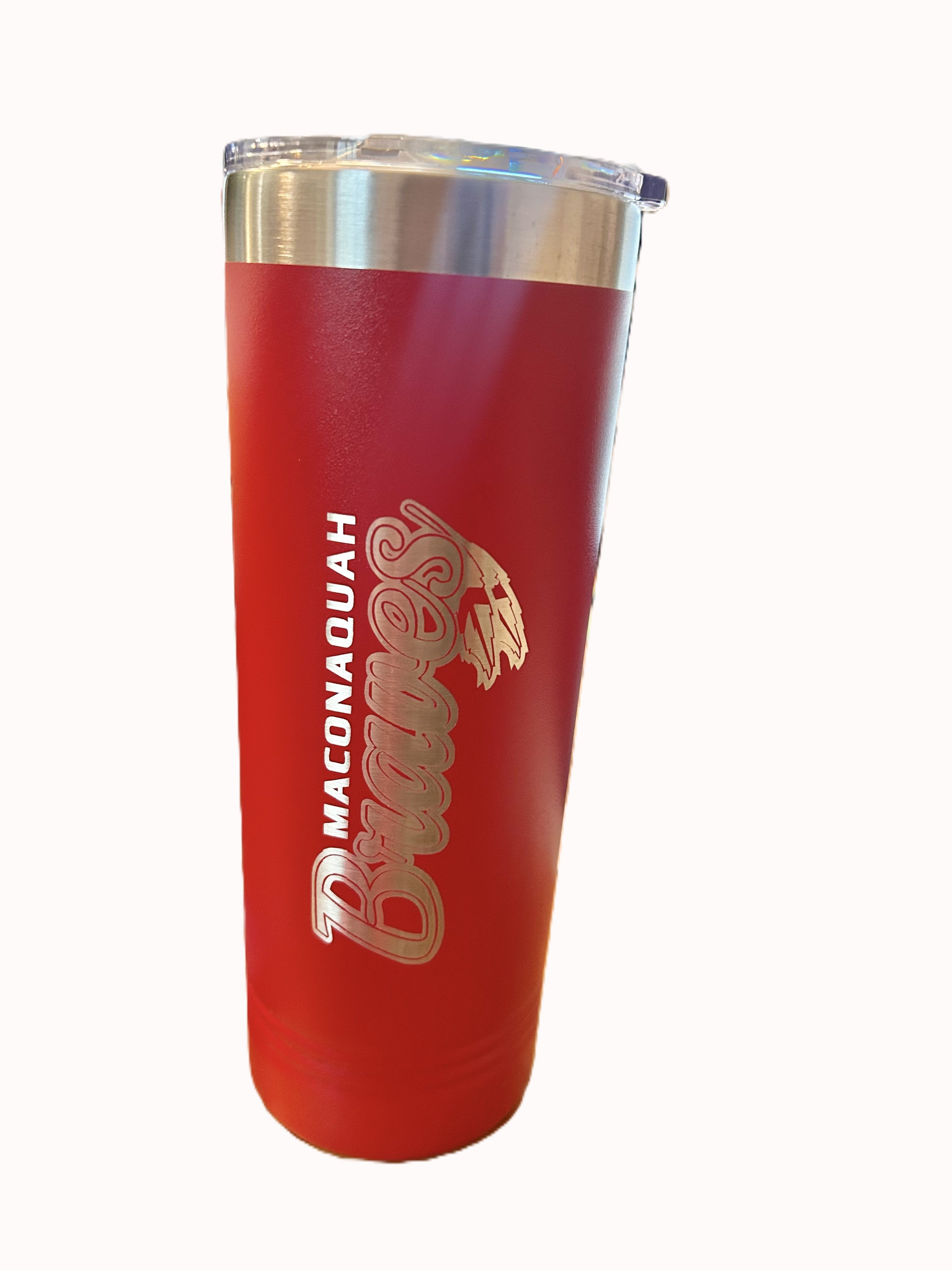 22 oz. Lazer Engraved Braves Script Skinny Polar Camel Tumbler