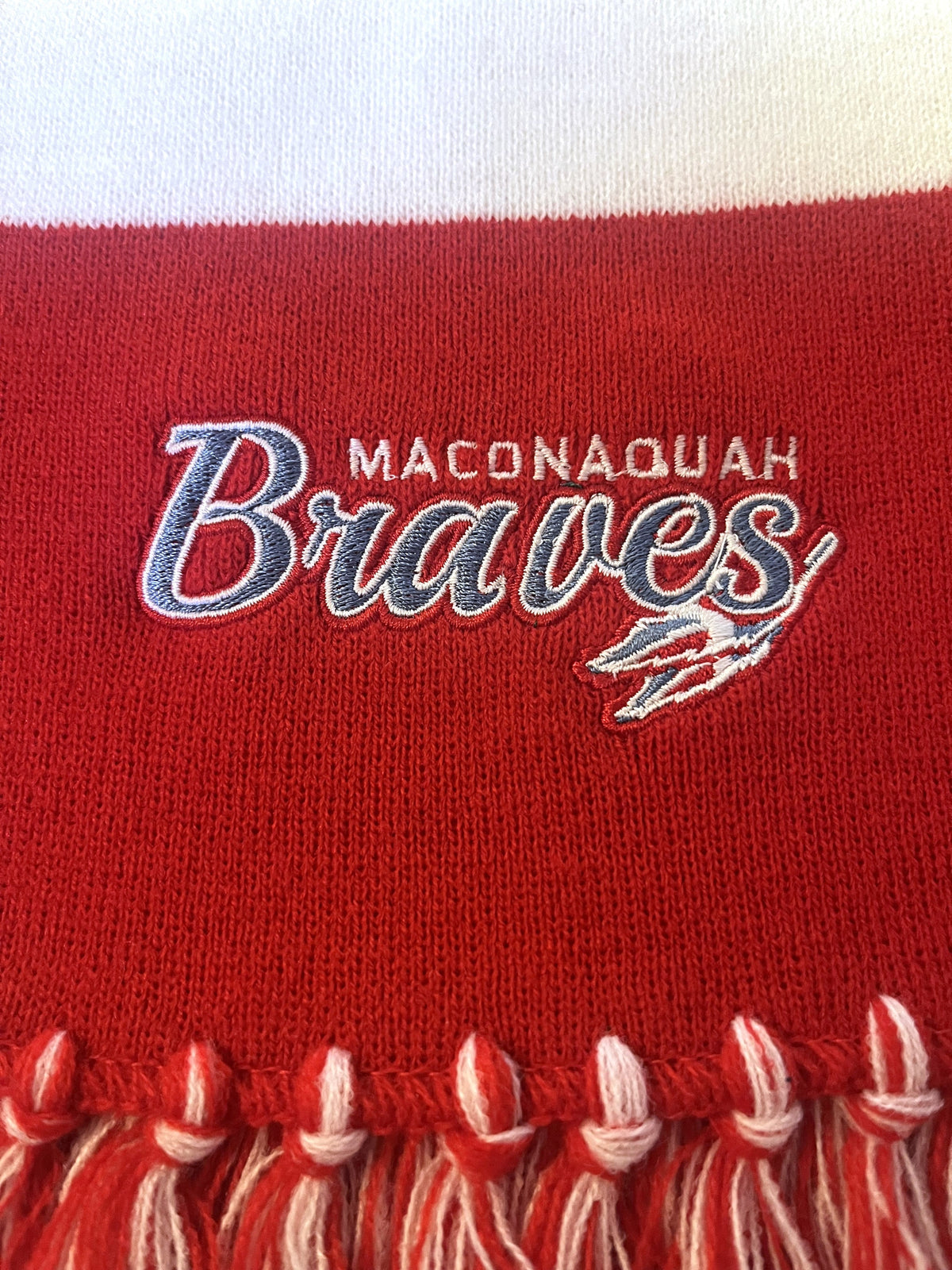 Embroidered 'Braves' Striped Scarf