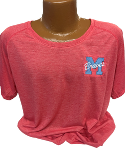 Braves "M" Women's Sport-Tek Embroidered Scoop Neck Short Sleeve
