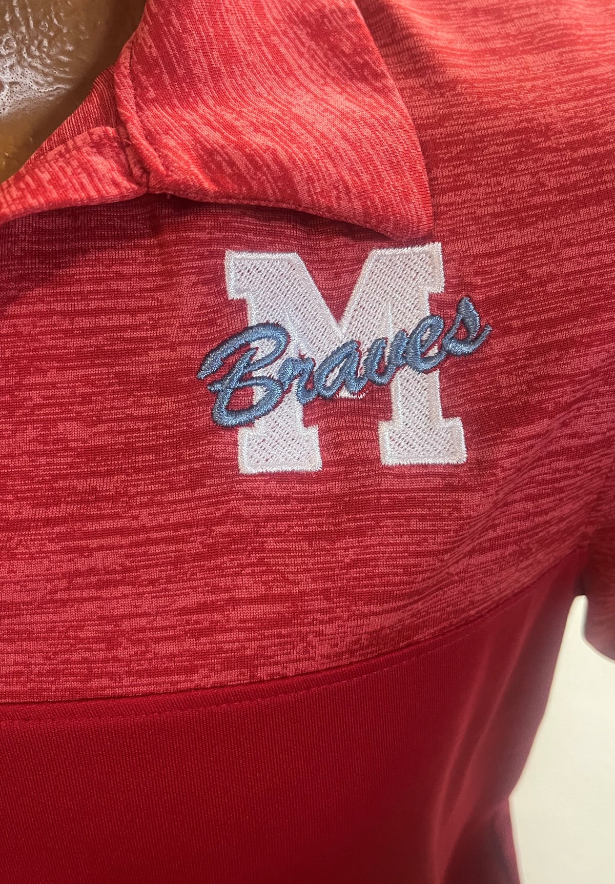 Braves "M" Embroidered Augusta Ladies V-neck Polo