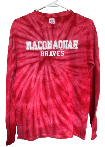 MACONAQUAH Braves Red Tie-Dyed Long Sleeve