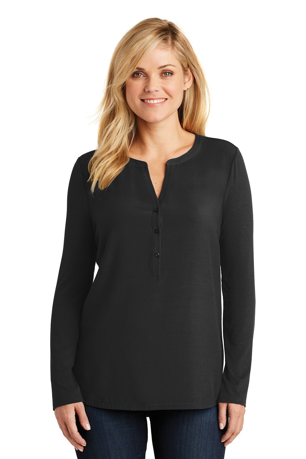 LK5432 Port Authority® Ladies Concept Henley Tunic