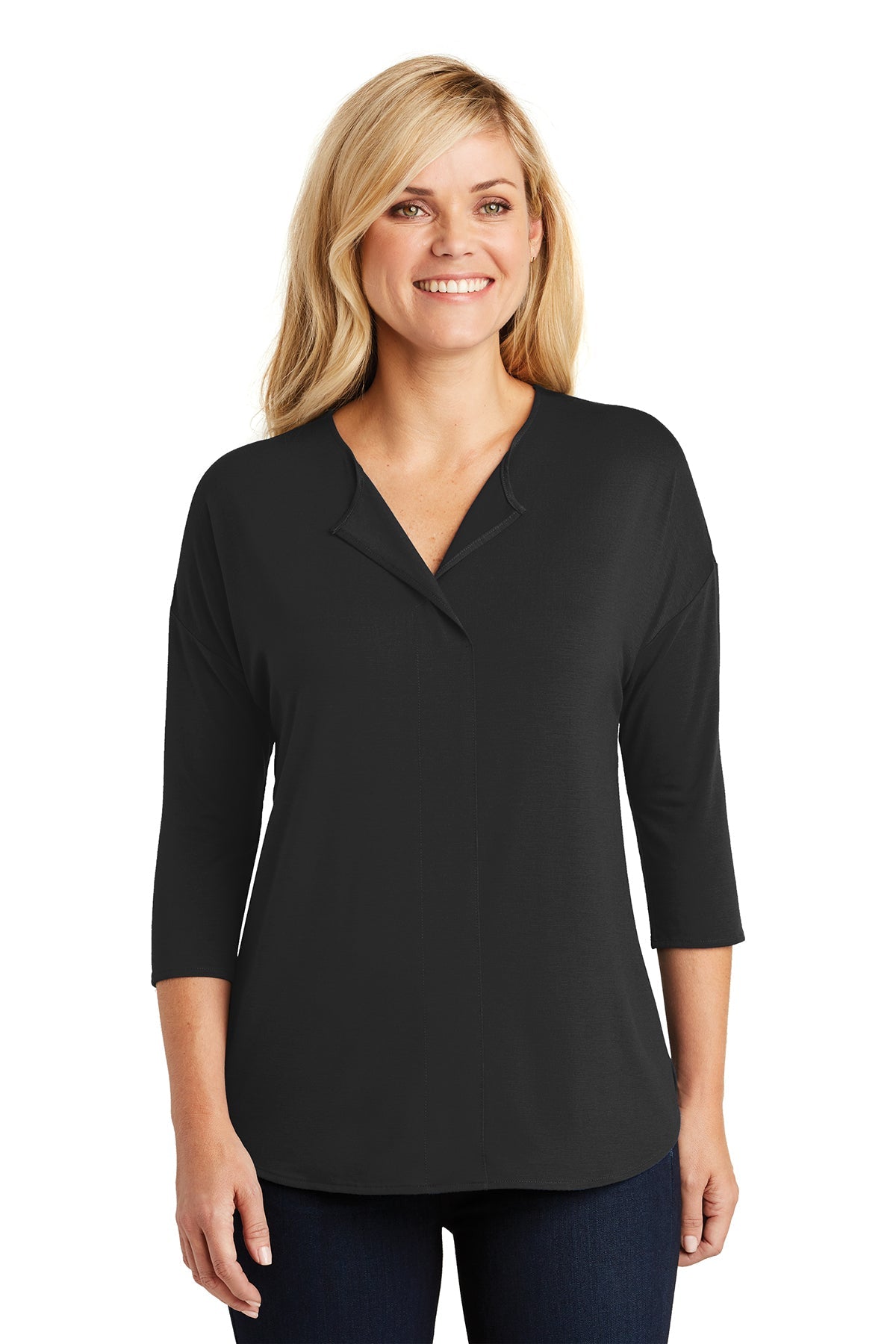 LK5433 Port Authority® Ladies Concept 3/4-Sleeve Soft Split Neck Top