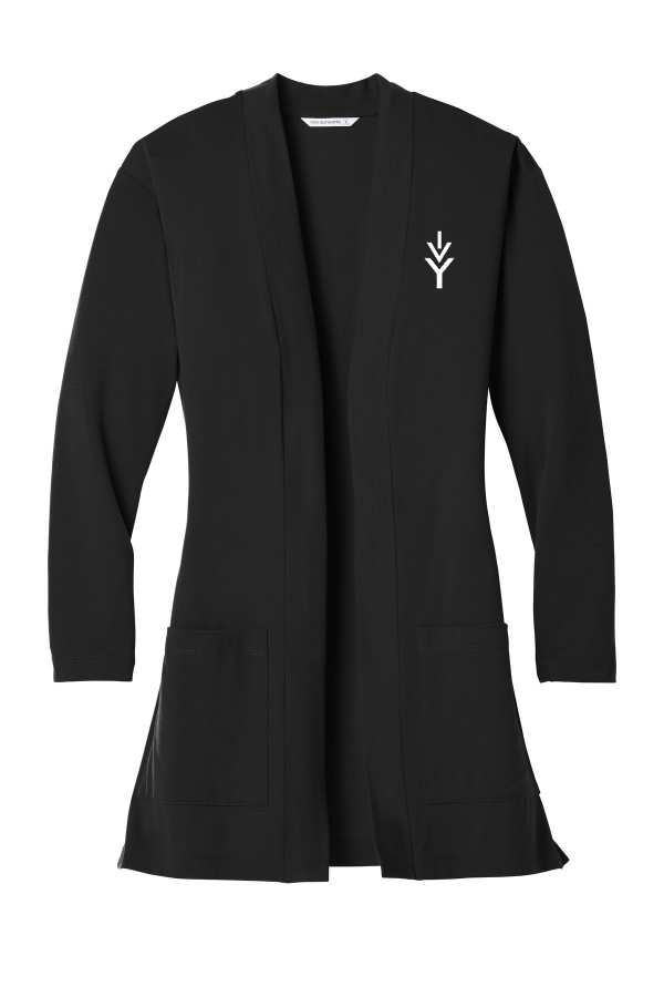 Women's Concept Long Pocket Cardigan (Port Authority LK5434) - Black