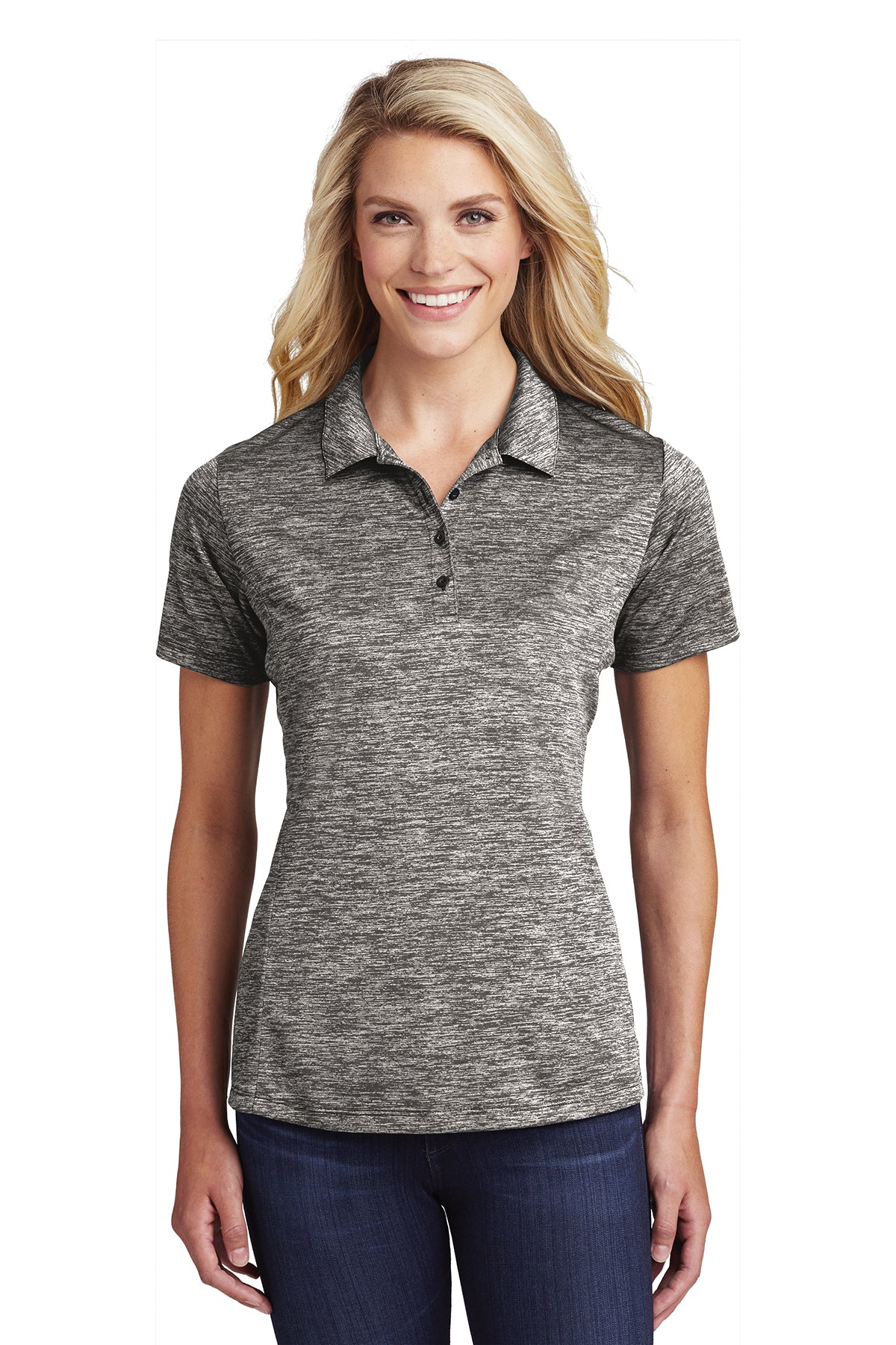 LST590  Sport-Tek® Ladies PosiCharge® Electric Heather Polo