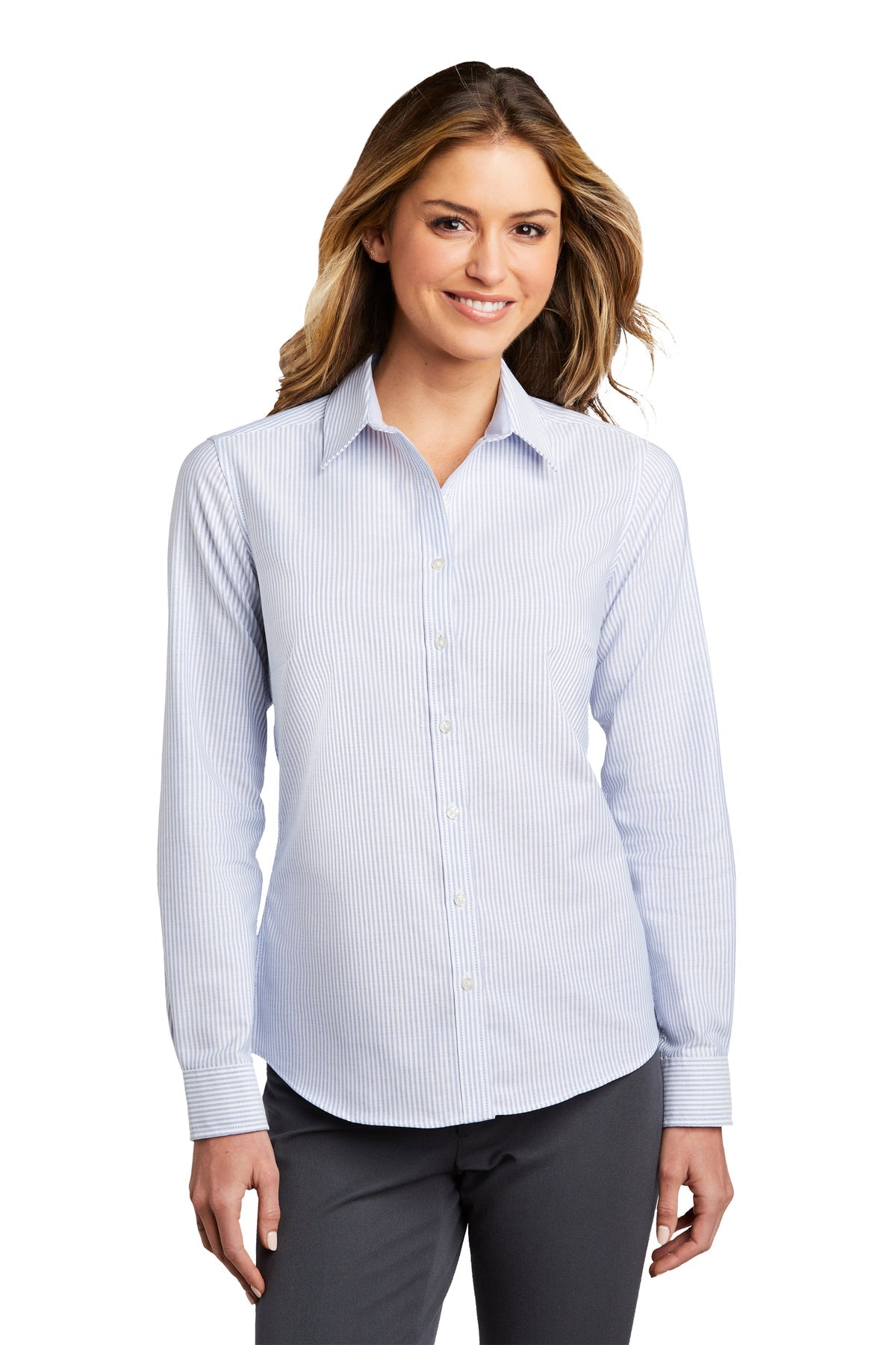 LW657 Port Authority® Ladies SuperPro™ Oxford Stripe Shirt