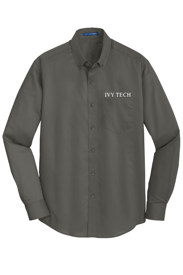 Embroidered SuperPro Twill Shirt - Monument Grey / Sterling Grey (Port Authority S663) - Sterling Grey