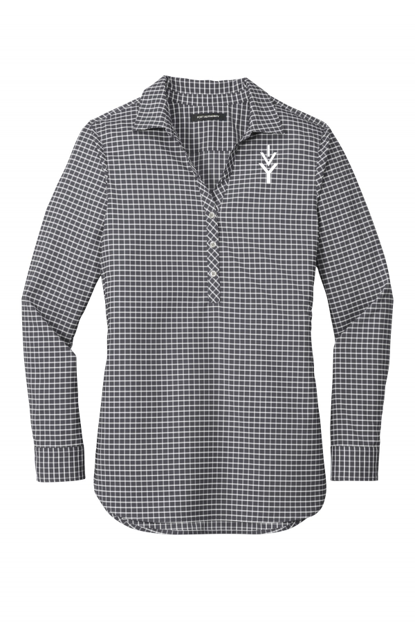 Embroidered Ladies City Stretch Tunic (Port Authority LW680) - Graphite/ White