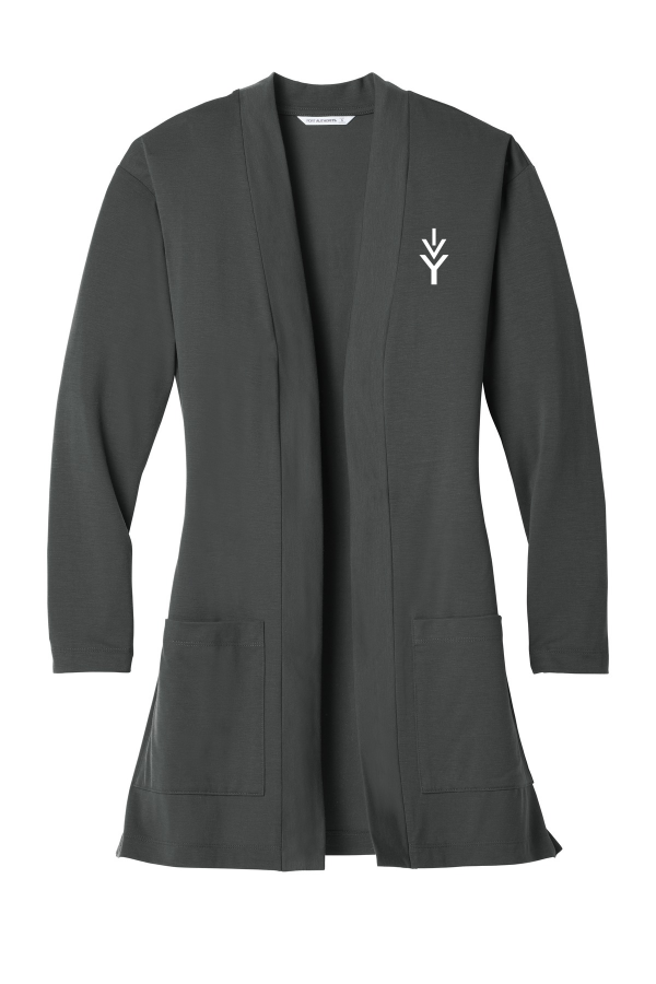 Women's Concept Long Pocket Cardigan (Port Authority LK5434) - Grey Smoke