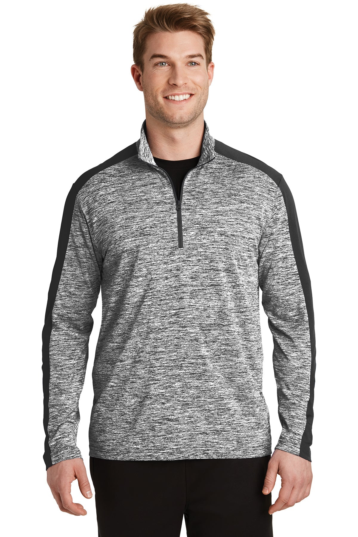 ST397  Sport-Tek® PosiCharge® Electric Heather Colorblock 1/4-Zip Pullover
