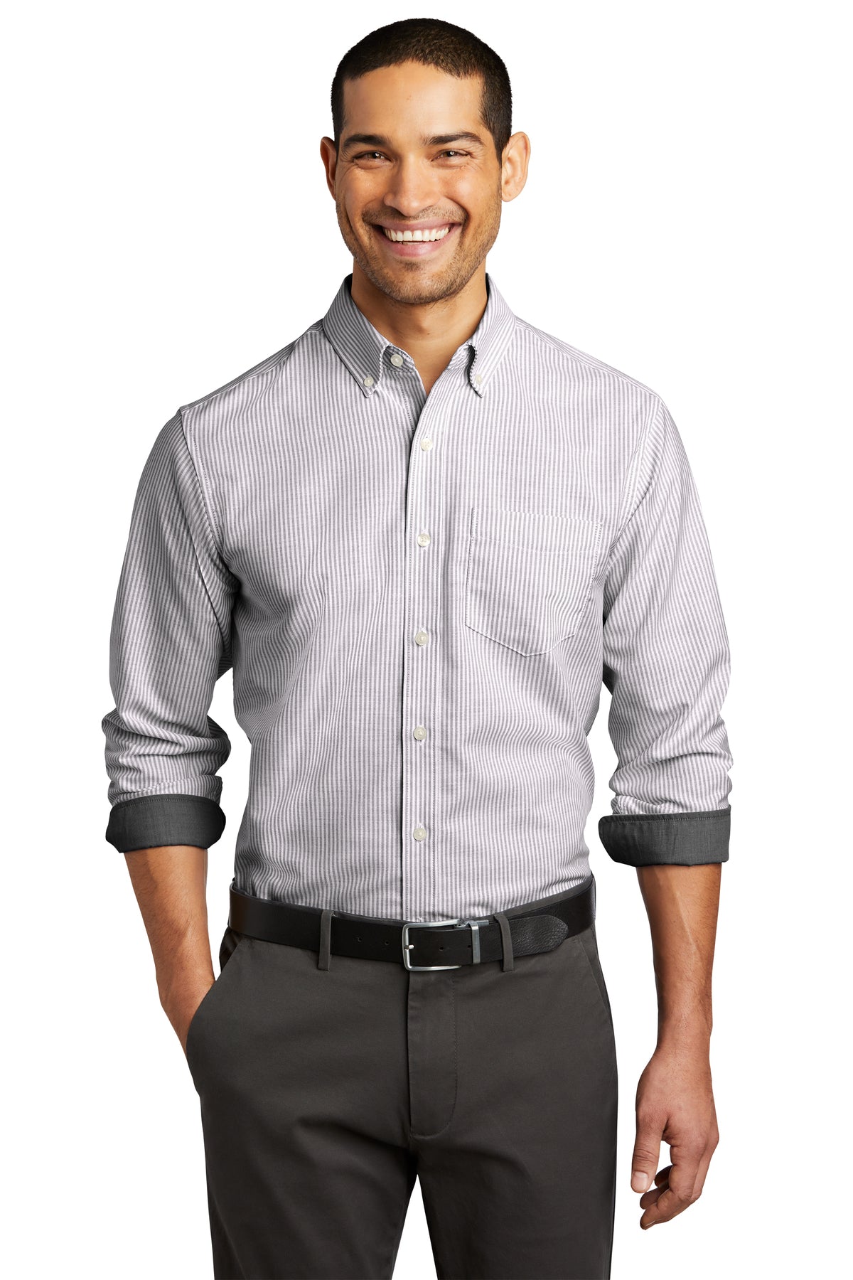 W657 Port Authority® SuperPro™ Oxford Stripe Shirt