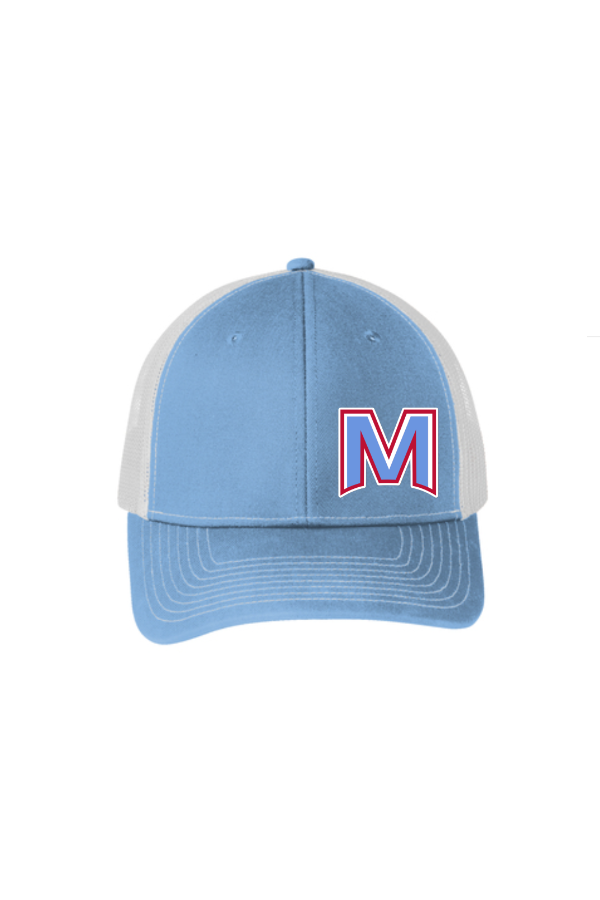 Embroidered Port Authority Snapback Trucker Cap (C112) - Carolina Blue/White