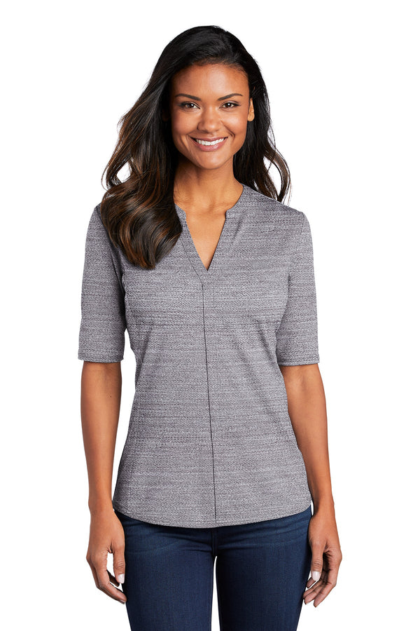 LK583 Port Authority ® Ladies Stretch Heather Open Neck Top