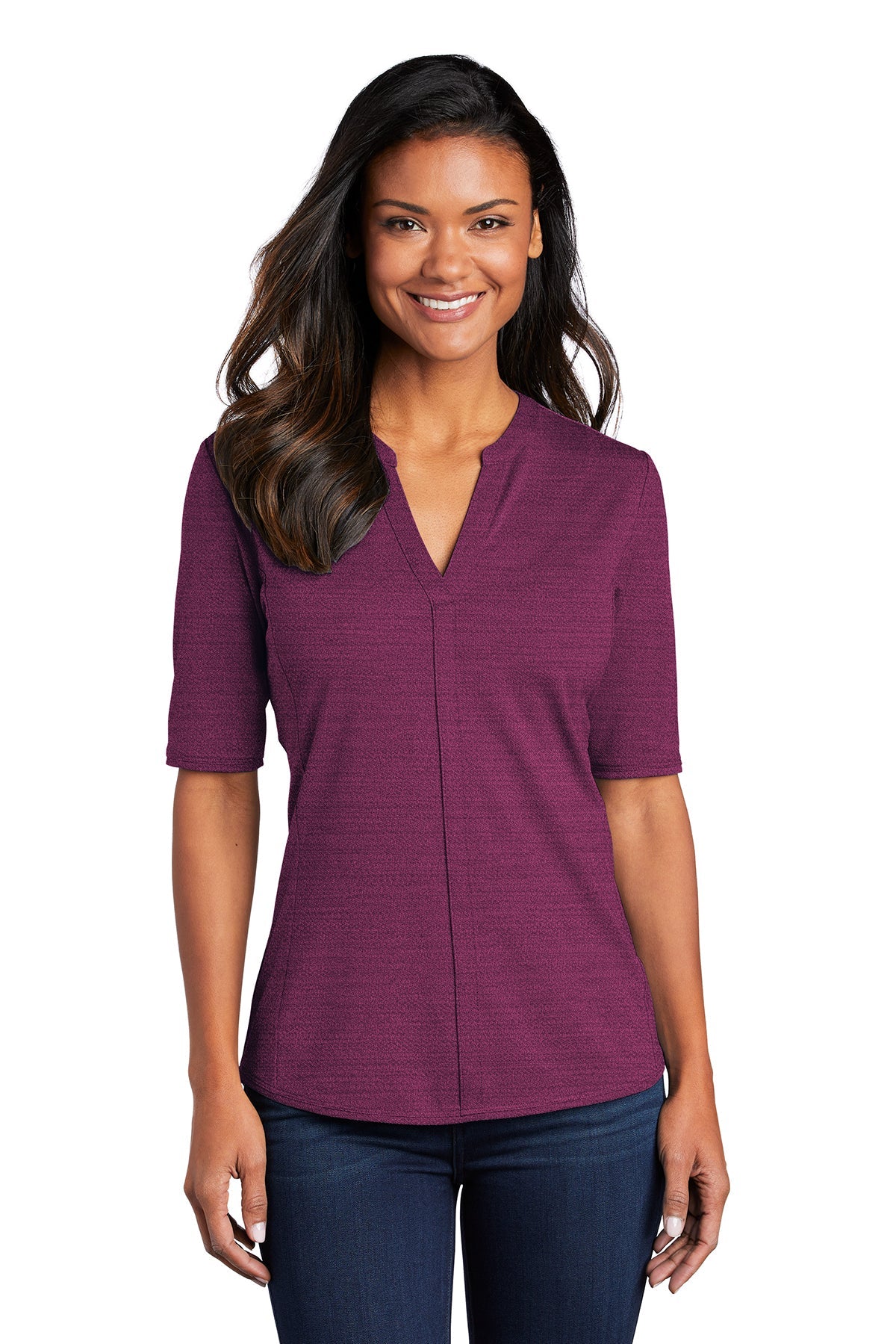 LK583 Port Authority ® Ladies Stretch Heather Open Neck Top