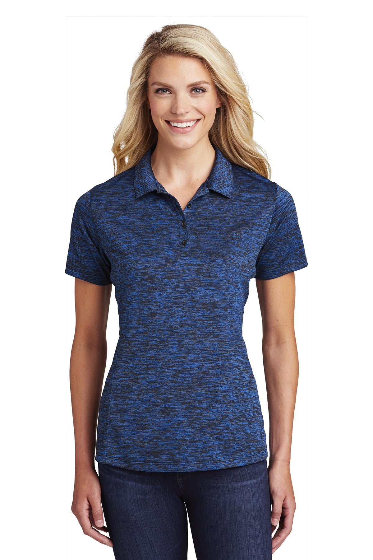 LST590  Sport-Tek® Ladies PosiCharge® Electric Heather Polo