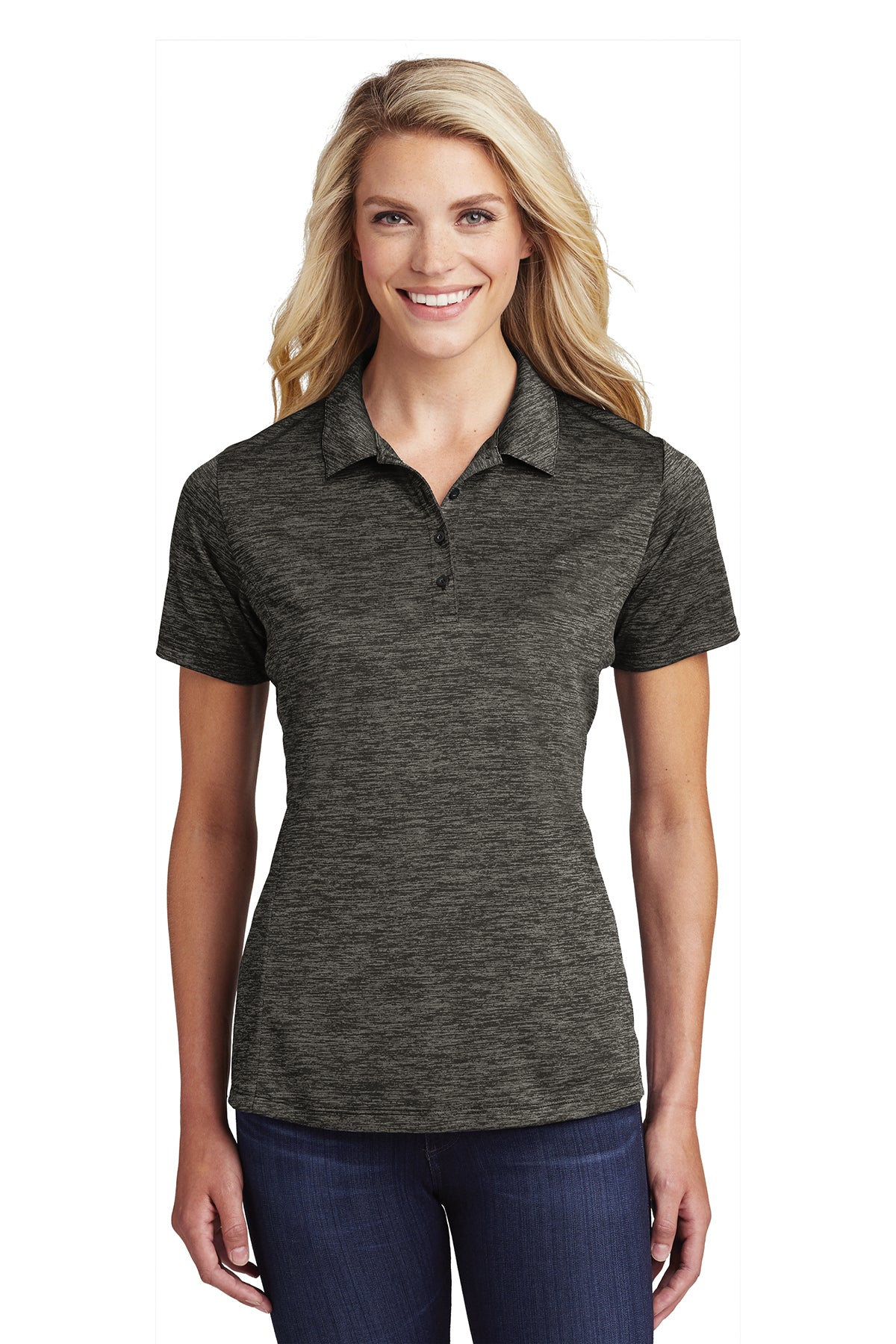 LST590  Sport-Tek® Ladies PosiCharge® Electric Heather Polo