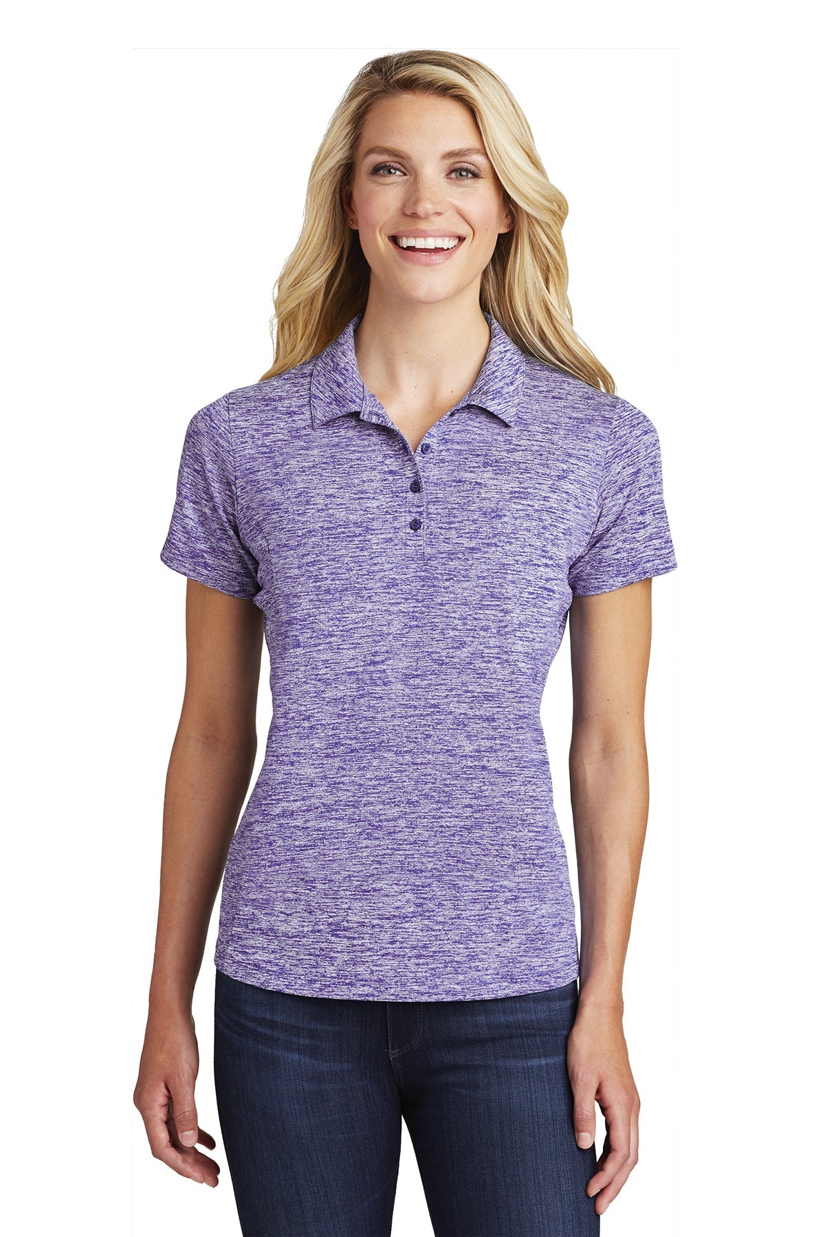 LST590  Sport-Tek® Ladies PosiCharge® Electric Heather Polo