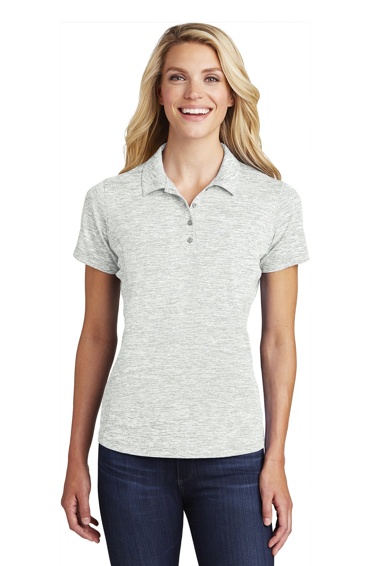 LST590  Sport-Tek® Ladies PosiCharge® Electric Heather Polo