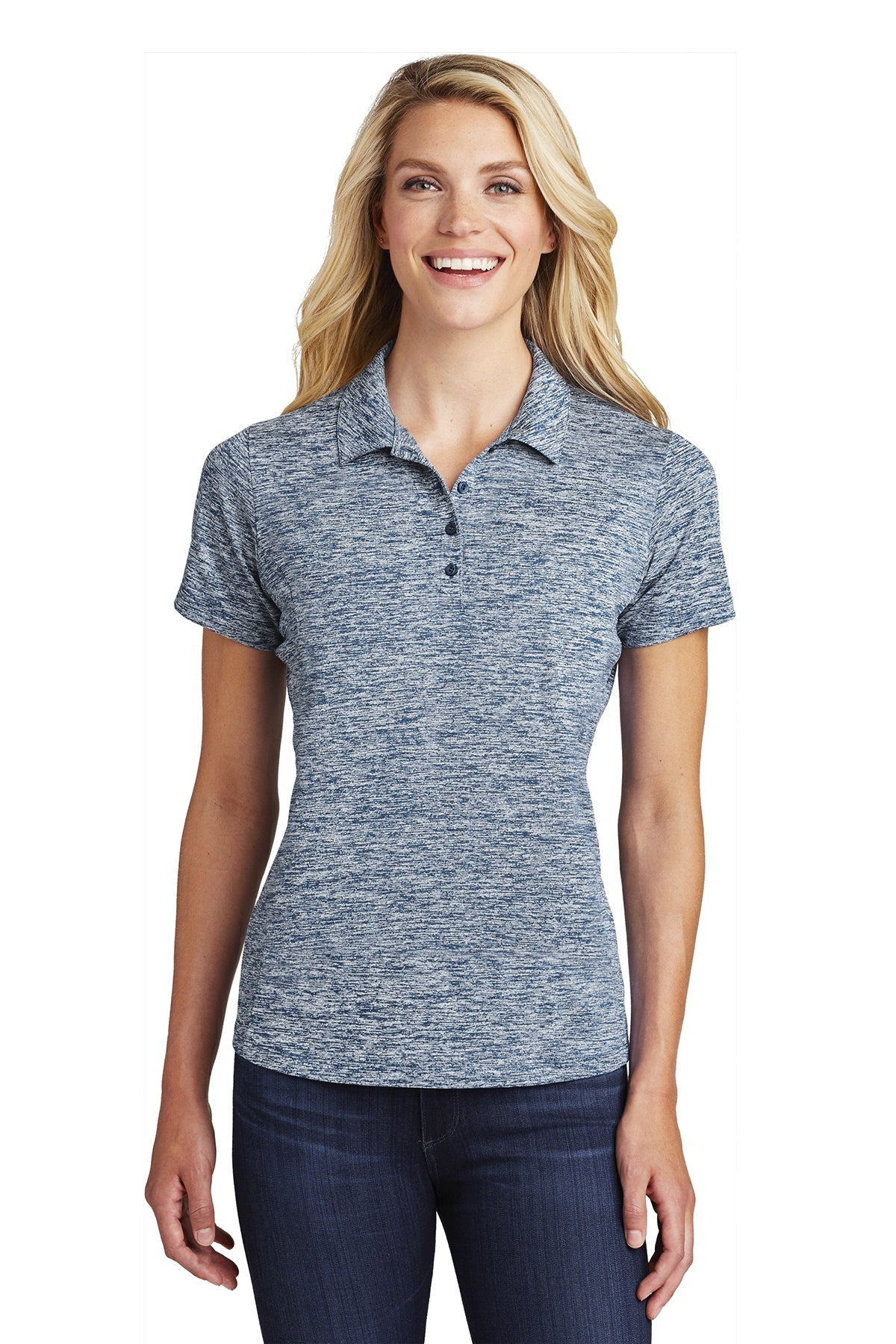 LST590  Sport-Tek® Ladies PosiCharge® Electric Heather Polo