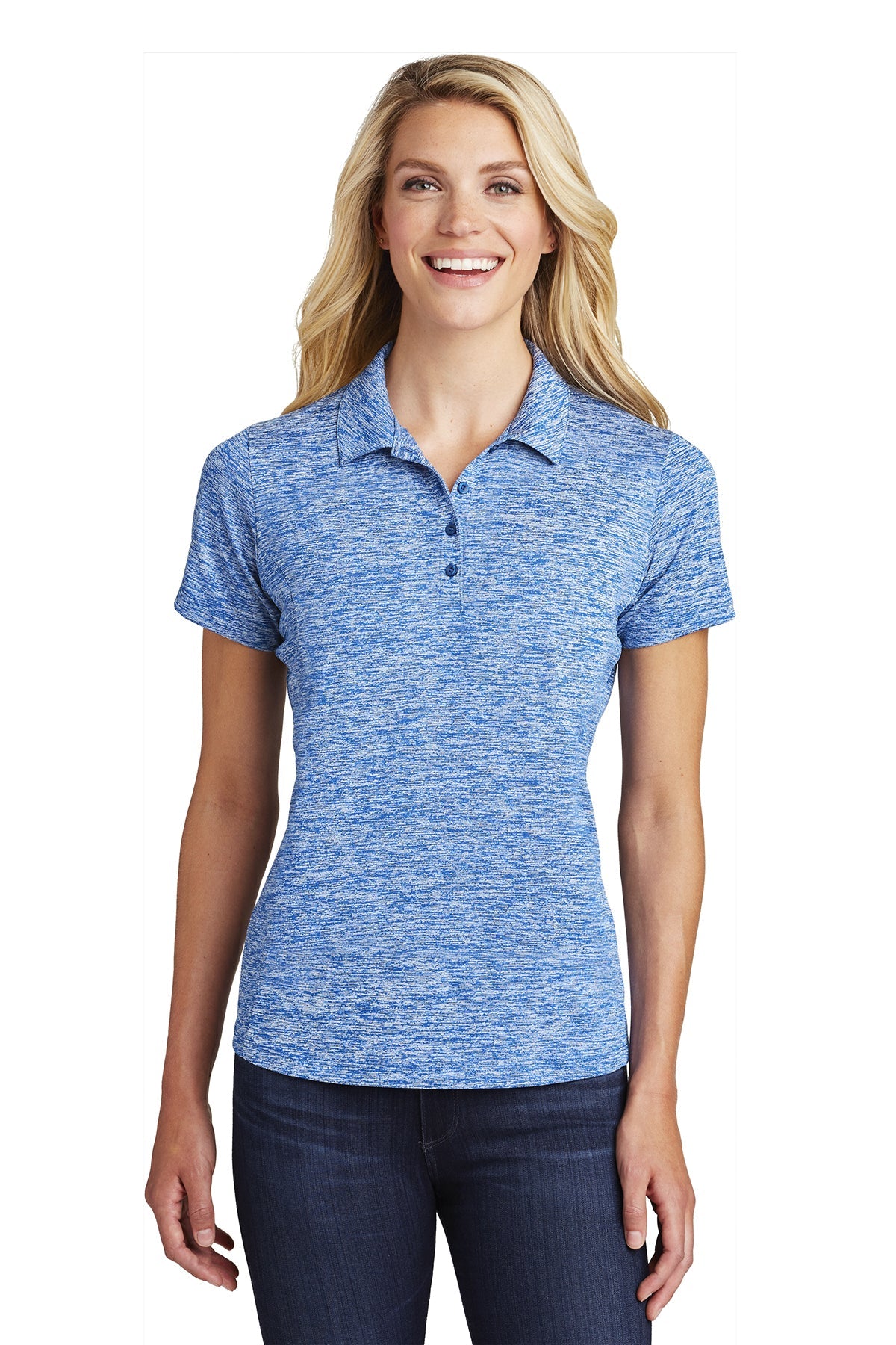 LST590  Sport-Tek® Ladies PosiCharge® Electric Heather Polo