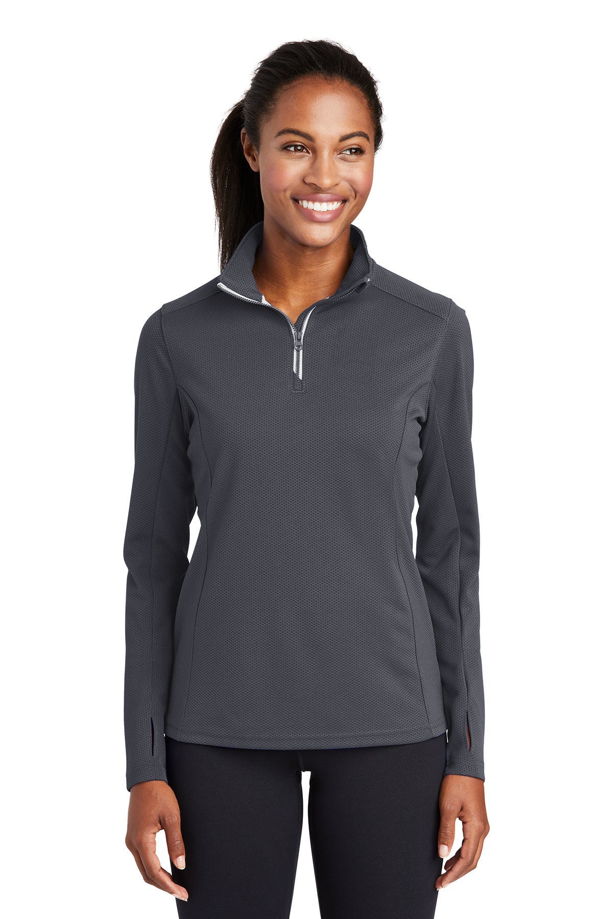 LST860  Sport-Tek® Ladies Sport-Wick® Textured 1/4-Zip Pullover