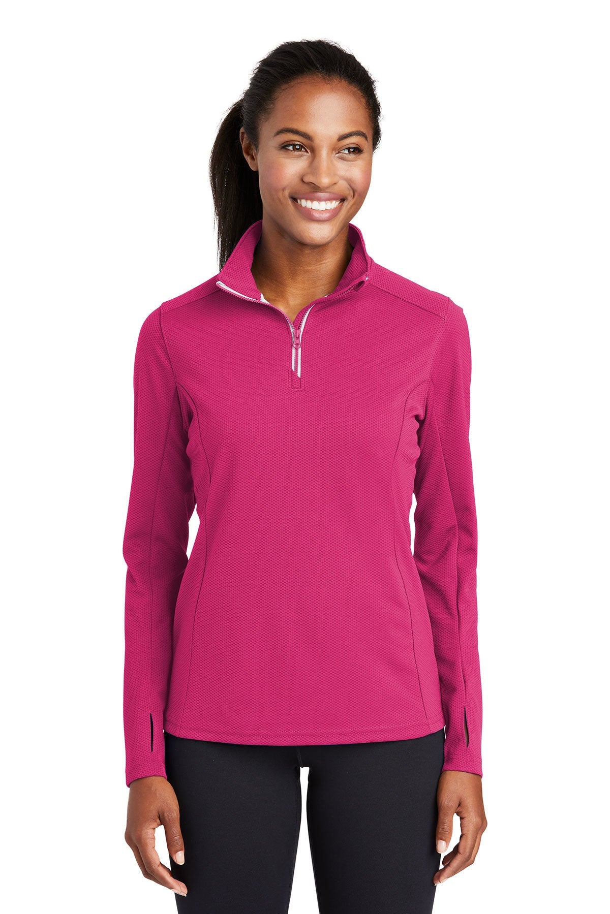 LST860  Sport-Tek® Ladies Sport-Wick® Textured 1/4-Zip Pullover