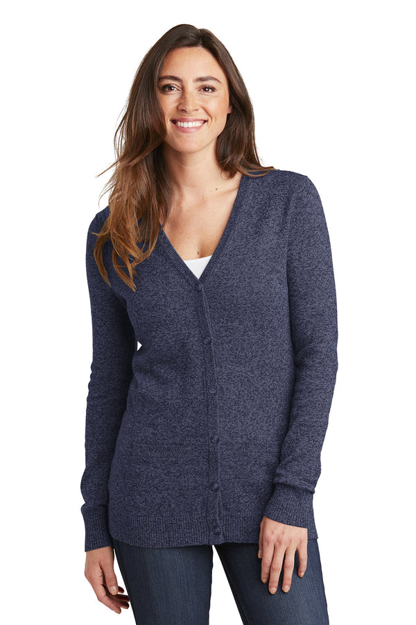 LSW415 Port Authority ® Ladies Marled Cardigan Sweater