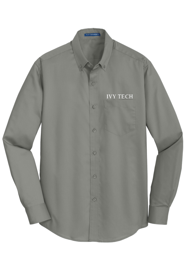Embroidered SuperPro Twill Shirt - Monument Grey / Sterling Grey (Port Authority S663) - Monument Grey