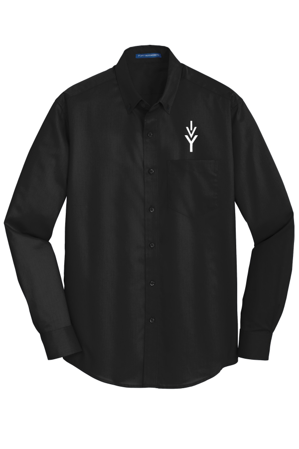 Embroidered SuperPro Twill Shirt (Port Authority S663) - Black
