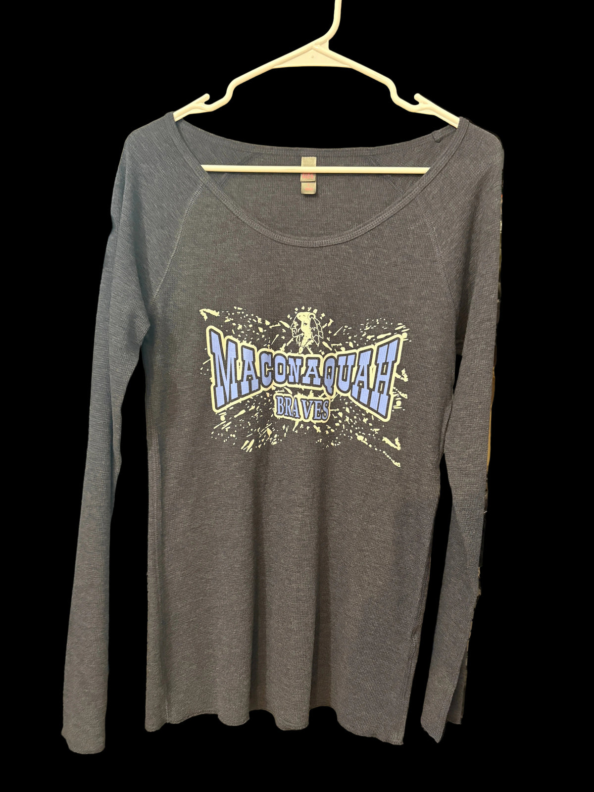 Long Sleeve Ladies Scoop Neck w/ Maconaquah Splatter Design