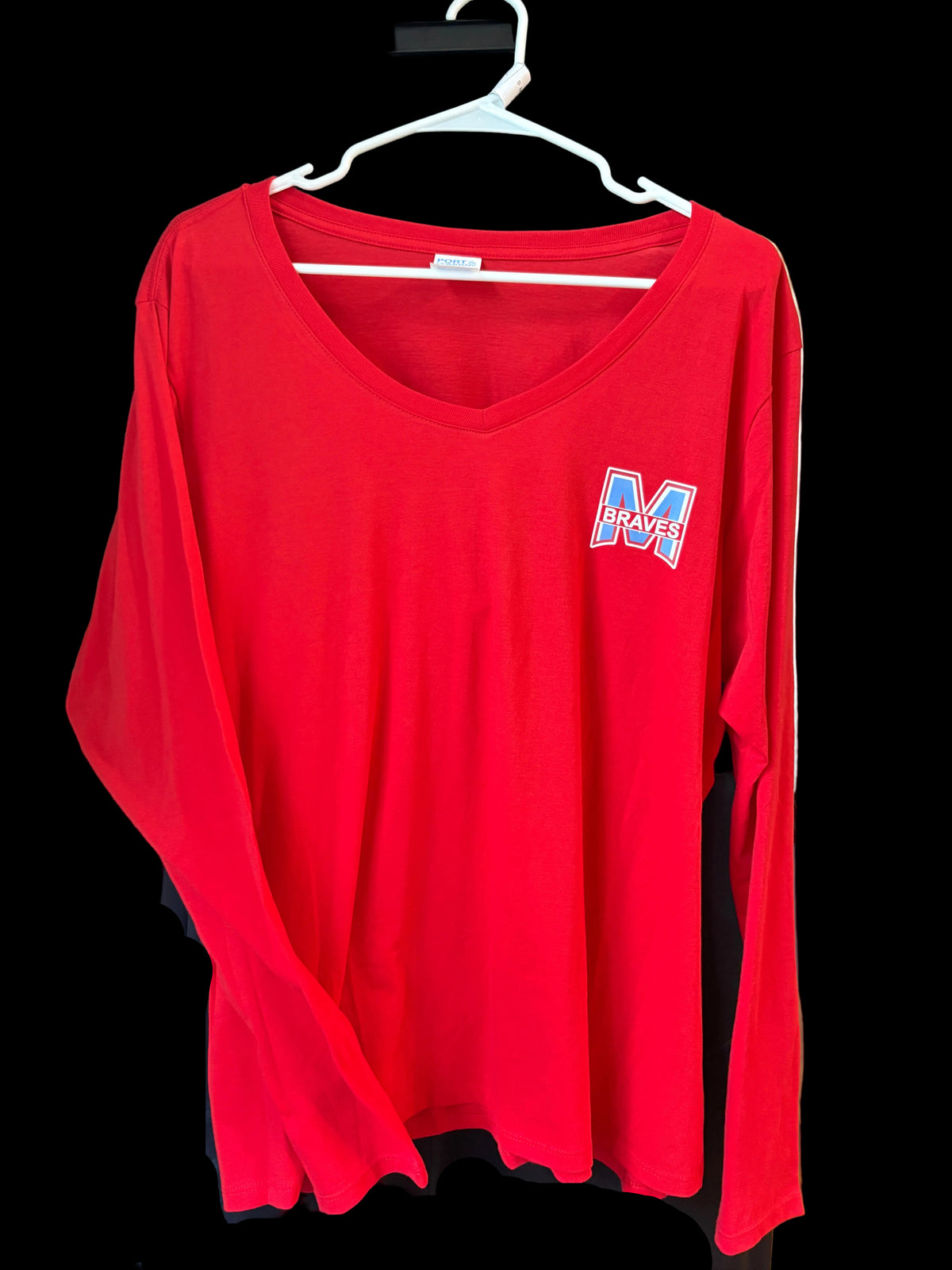 Ladies Long Sleeve V-Neck w/ Left Chest Design