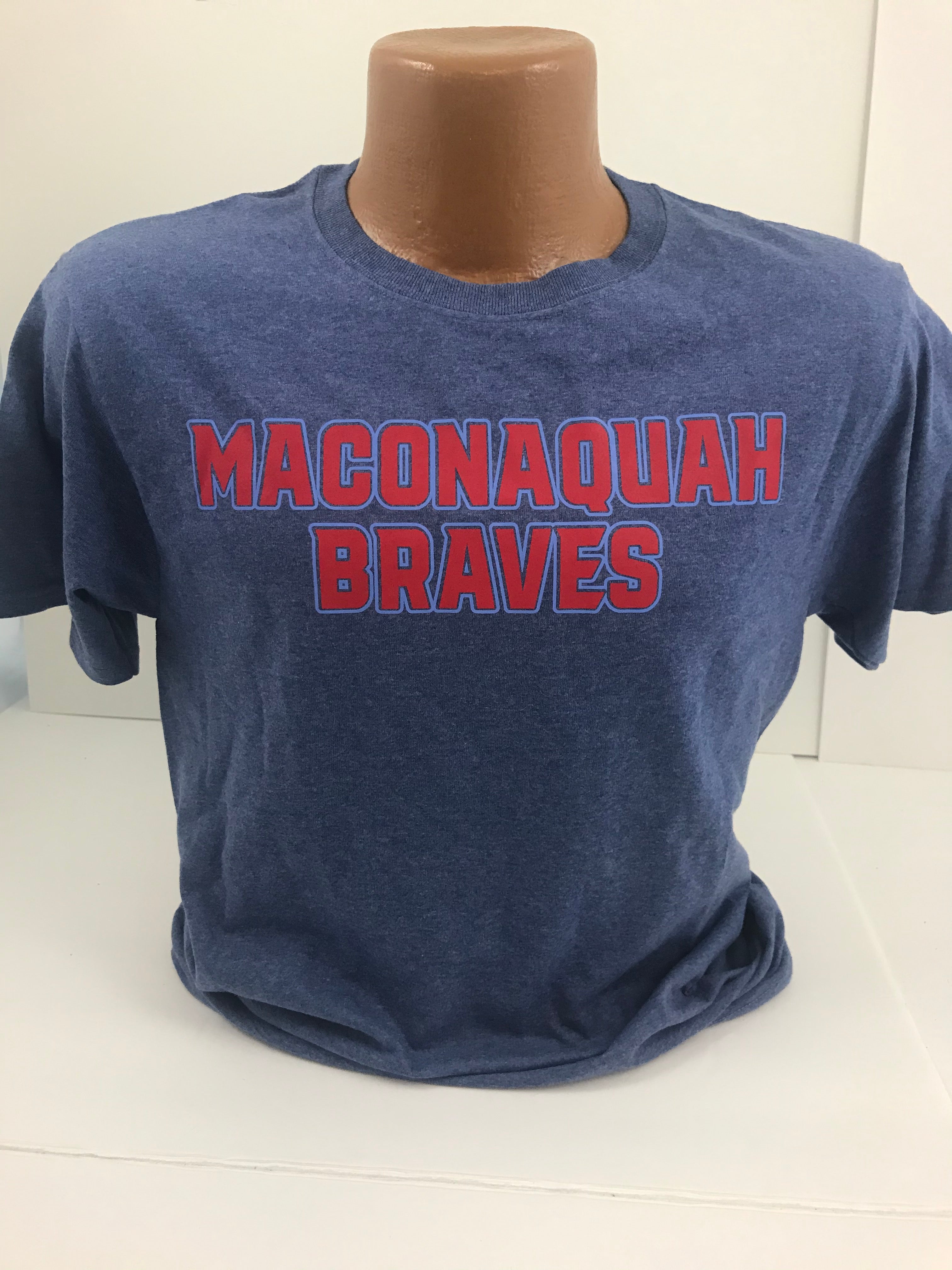 Maconaquah Braves T-shirt Stacked Words You choose the t-shirt color