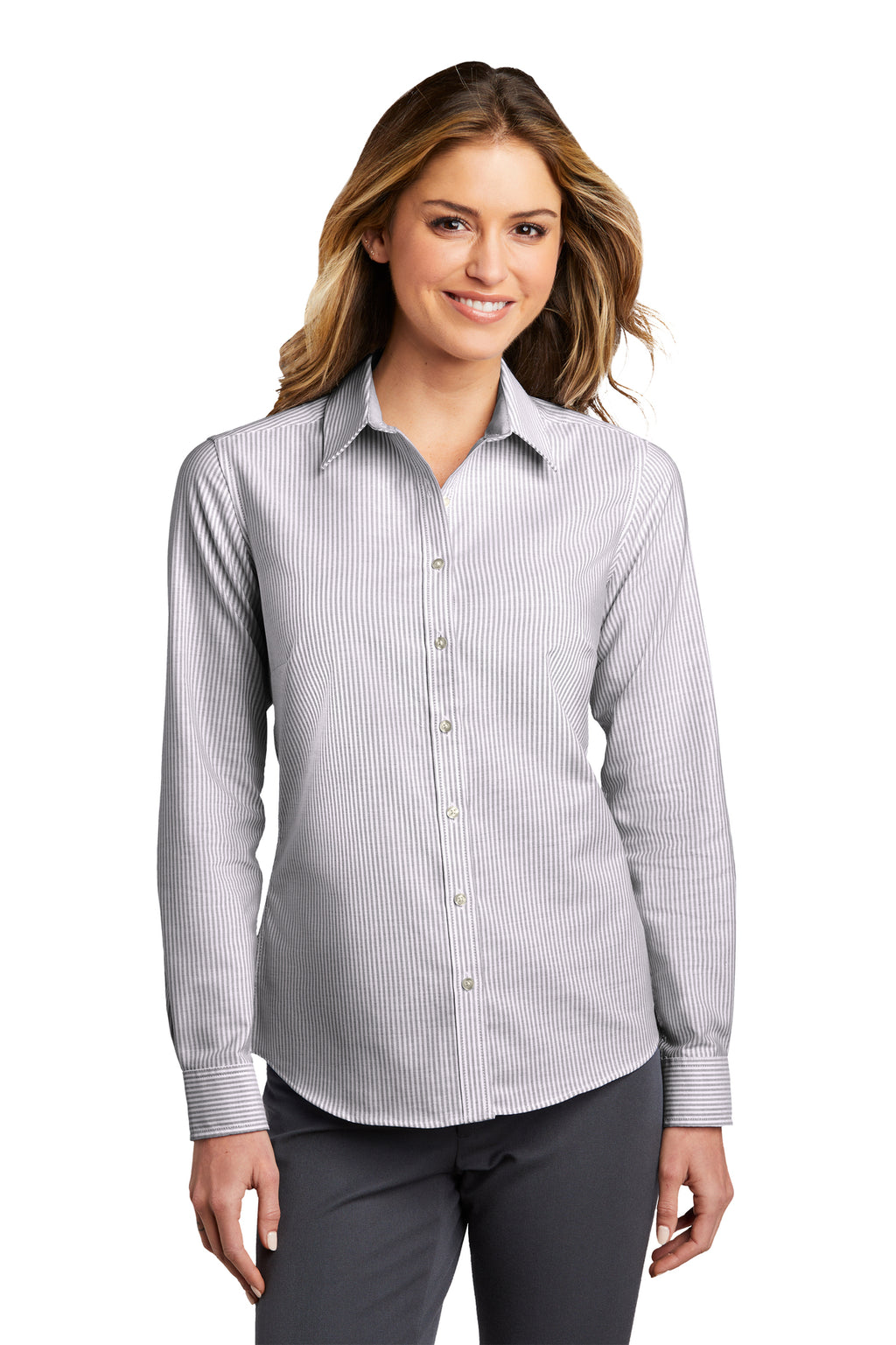 LW657 Port Authority® Ladies SuperPro™ Oxford Stripe Shirt