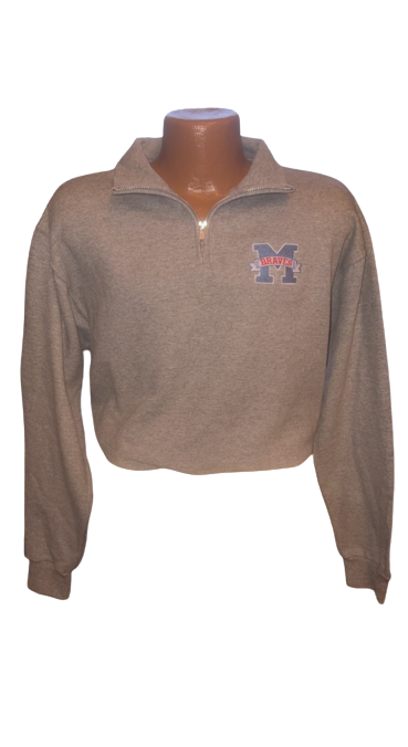 Embroidered M Braves Cadet Collar Quarter-Zip Sweatshirt