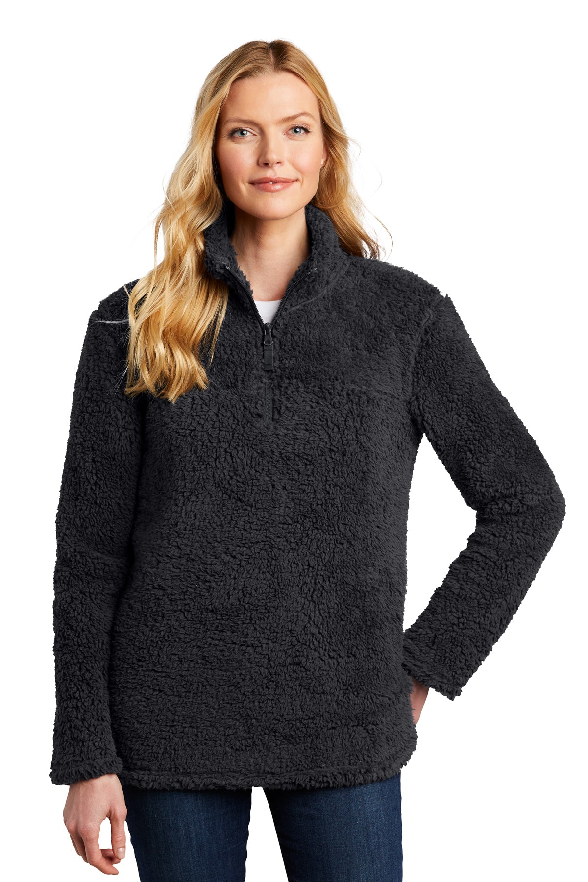 Port Authority Ladies Sweater Fleece Vest L236 XL Black Heather