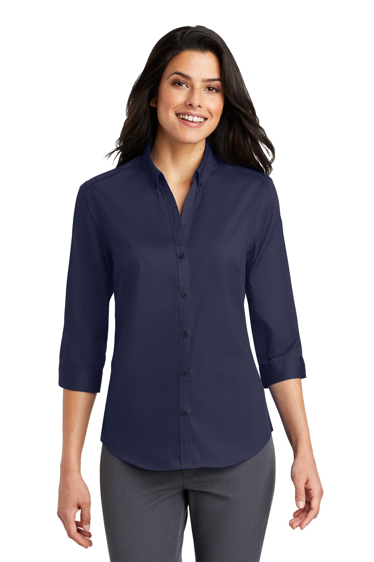 L665 Port Authority® Ladies 3/4-Sleeve SuperPro™ Twill Shirt