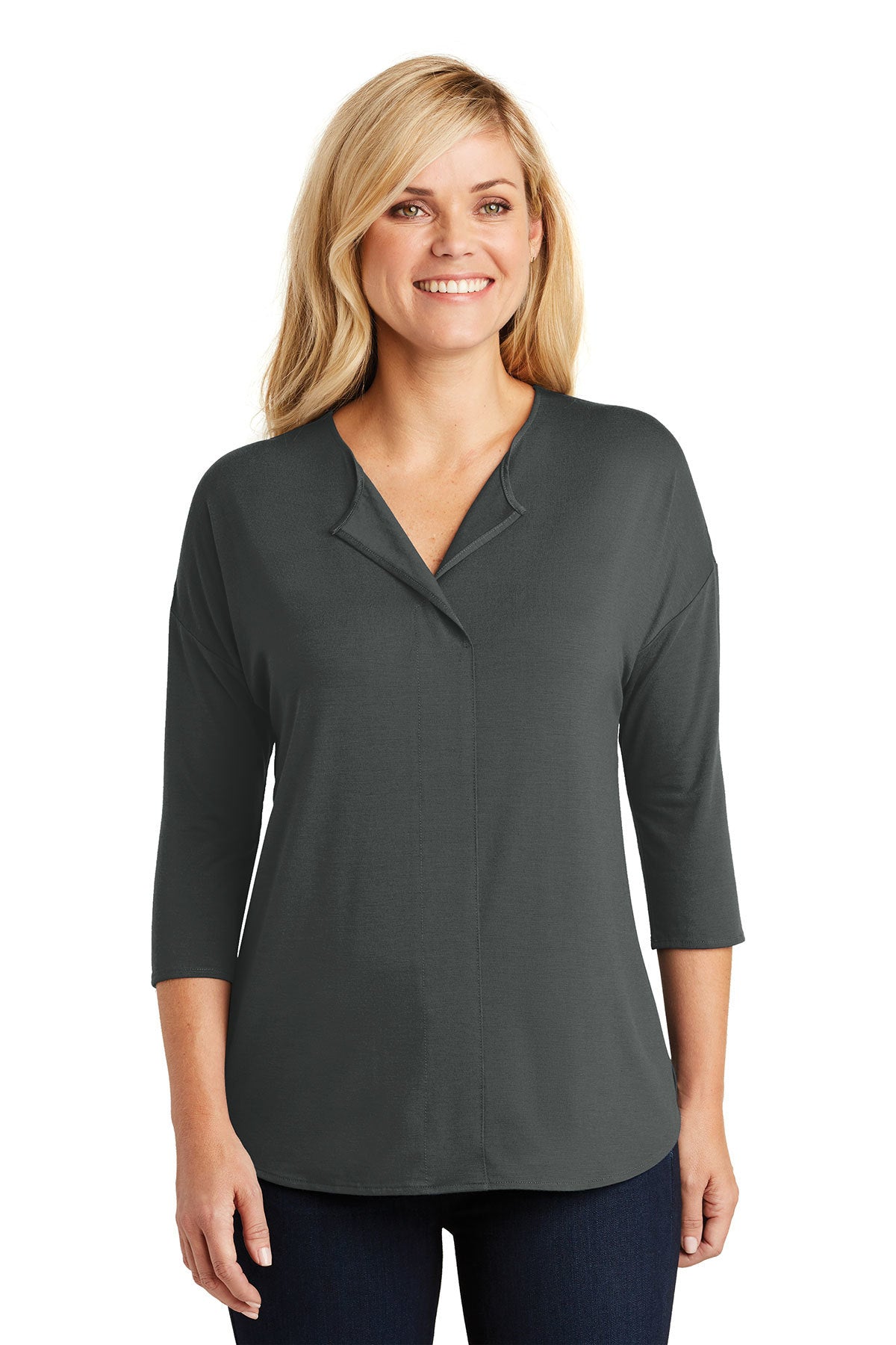 LK5433 Port Authority® Ladies Concept 3/4-Sleeve Soft Split Neck Top