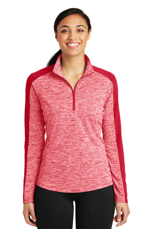 LST397  Sport-Tek® Ladies PosiCharge® Electric Heather Colorblock 1/4-Zip Pullover