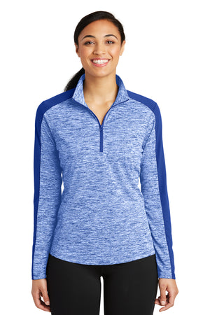 LST397  Sport-Tek® Ladies PosiCharge® Electric Heather Colorblock 1/4-Zip Pullover