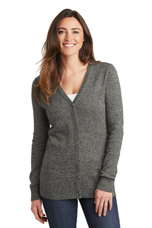 LSW415 Port Authority ® Ladies Marled Cardigan Sweater